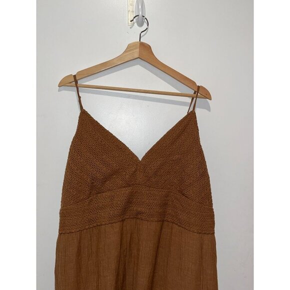 American Eagle Brown Ruffle Hemline Crochette  Mini Sundress Women's Size XXL - Picture 4 of 11